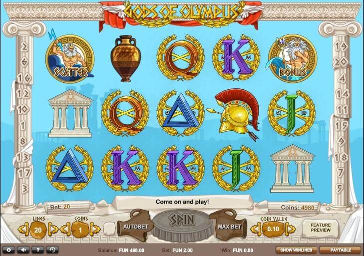 Gods of Olympus Slot Bonus