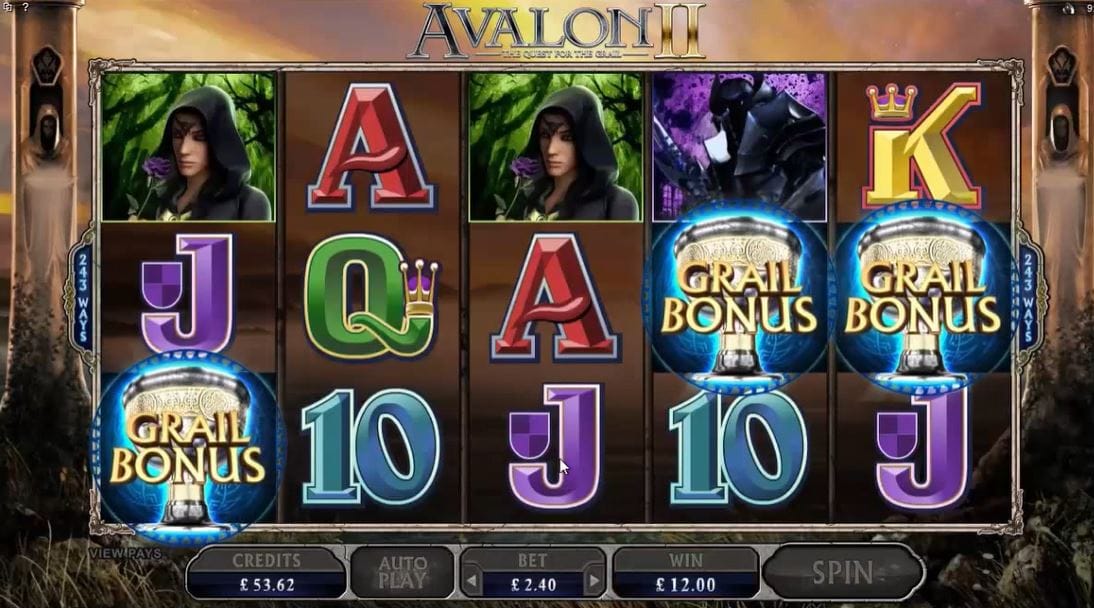 Avalon 2: Quest for the Grail Slot Gameplay